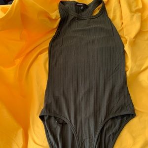 Green racer back body suit